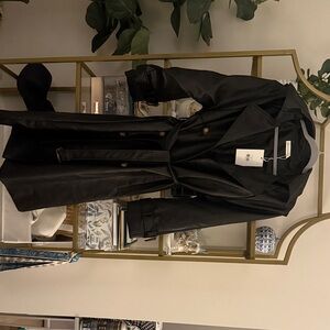 NWT faux leather Black Trench Coat for Women